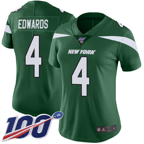 New York Jets Limited Green Women Lac Edwards Home Jersey NFL Football #4 100th Season Vapor Untouchable